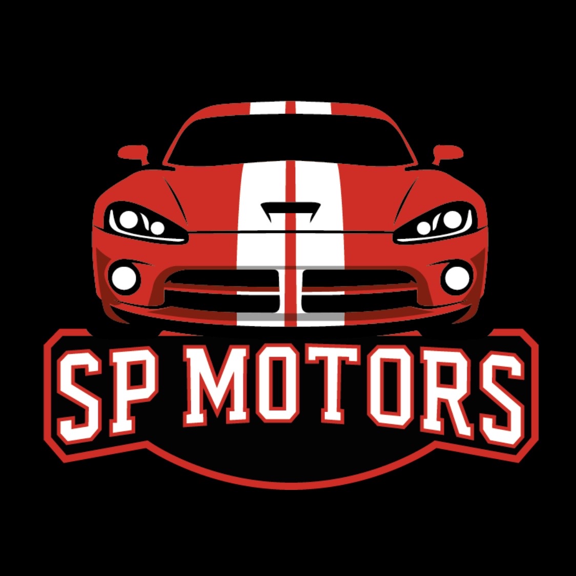 Vecchio logo SP Motors con auto rossa