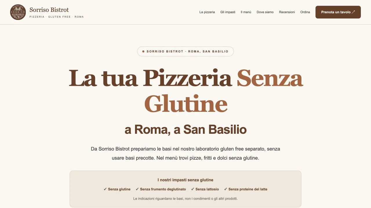 Anteprima della homepage di Sorriso Bistrot